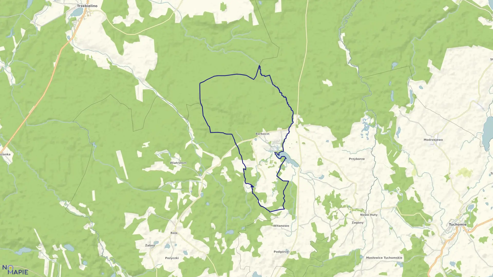 Mapa obrębu Barkocin w gminie Kołczygłowy