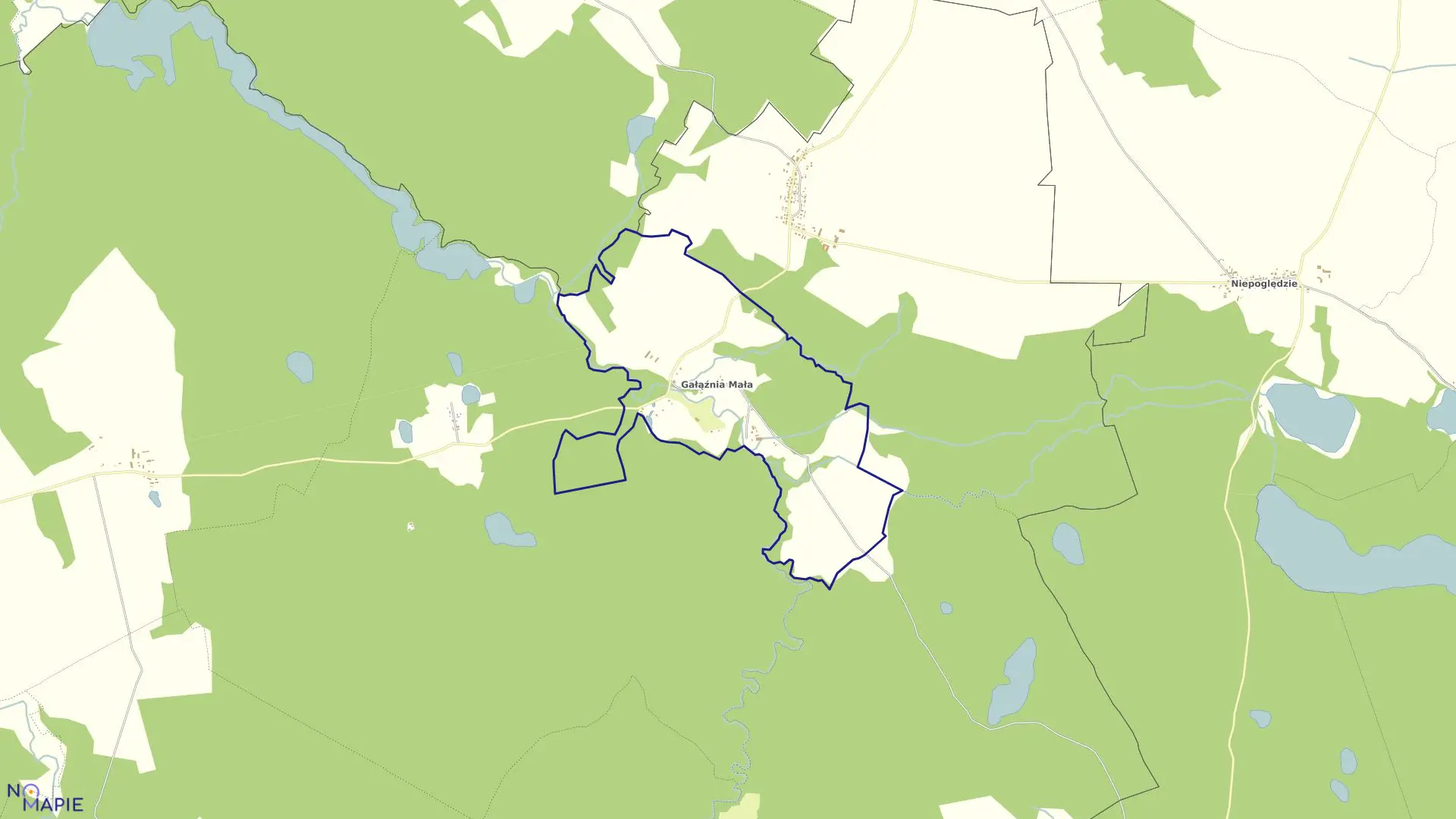 Mapa obrębu Gałąźnia Mała w gminie Kołczygłowy