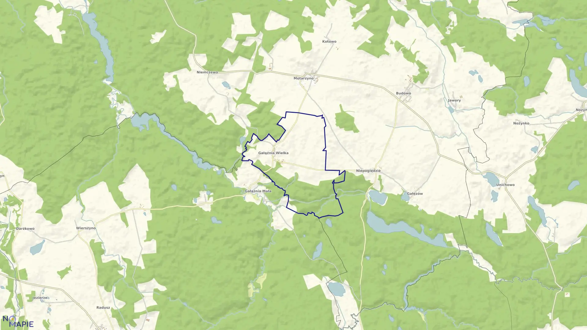 Mapa obrębu Gałąźnia Wielka w gminie Kołczygłowy