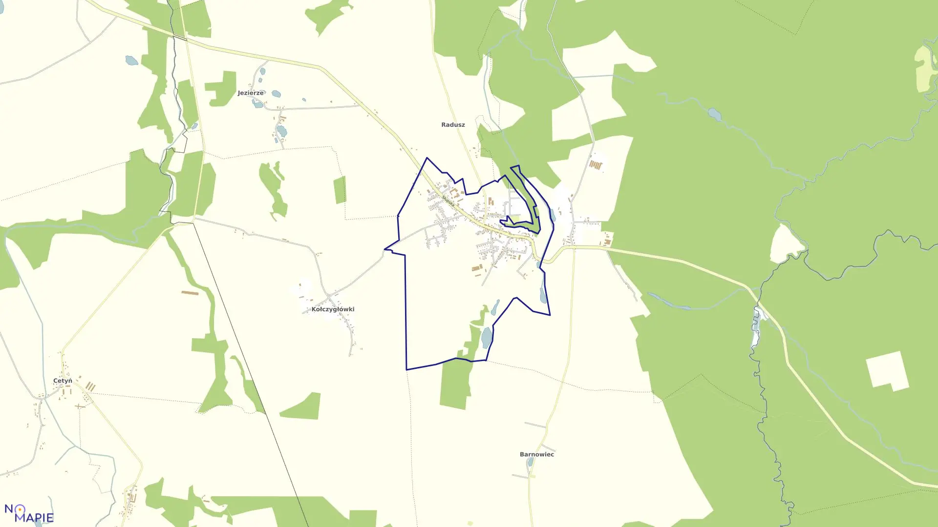 Mapa obrębu Kołczygłowy w gminie Kołczygłowy
