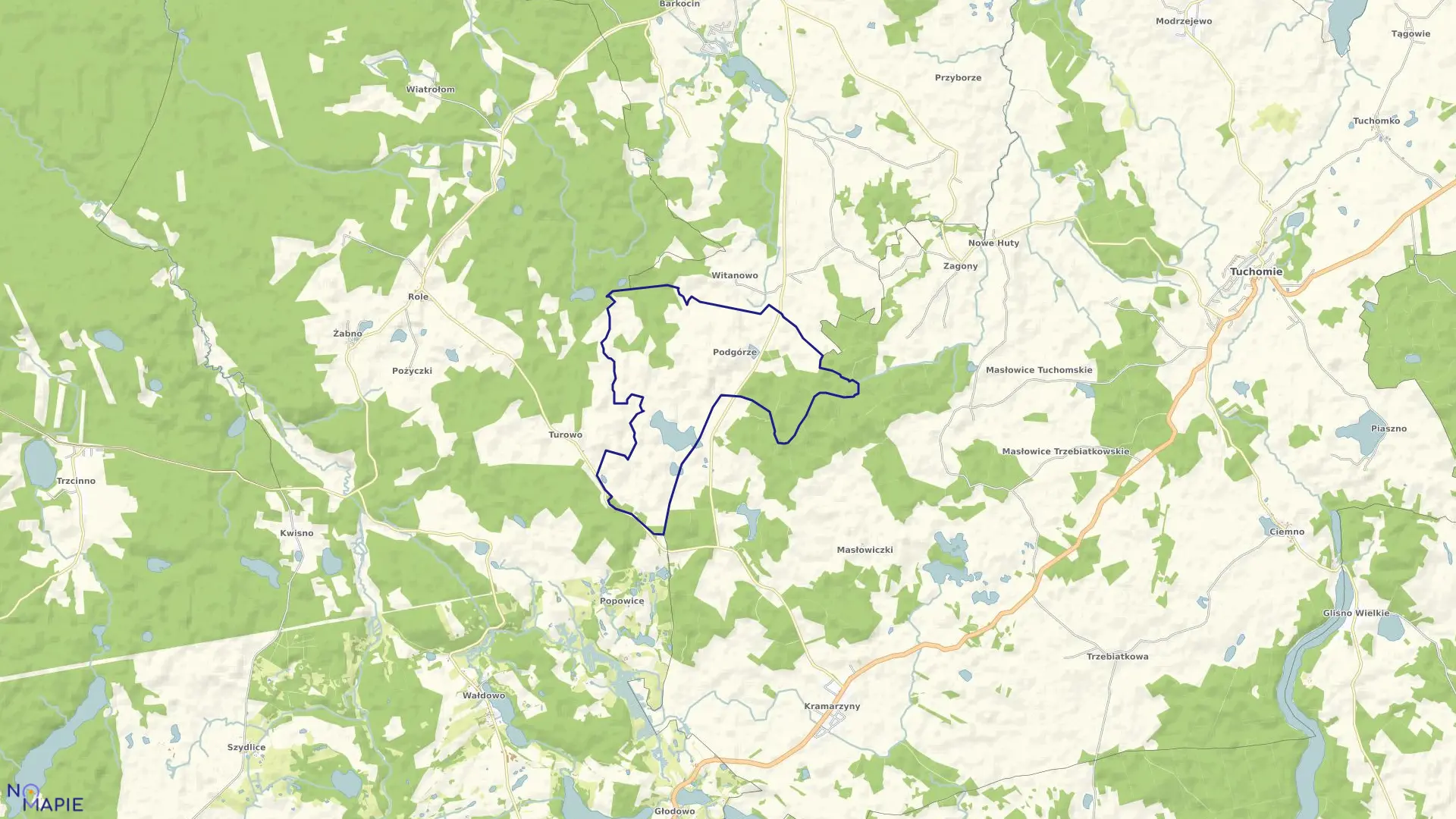 Mapa obrębu Podgórze w gminie Kołczygłowy