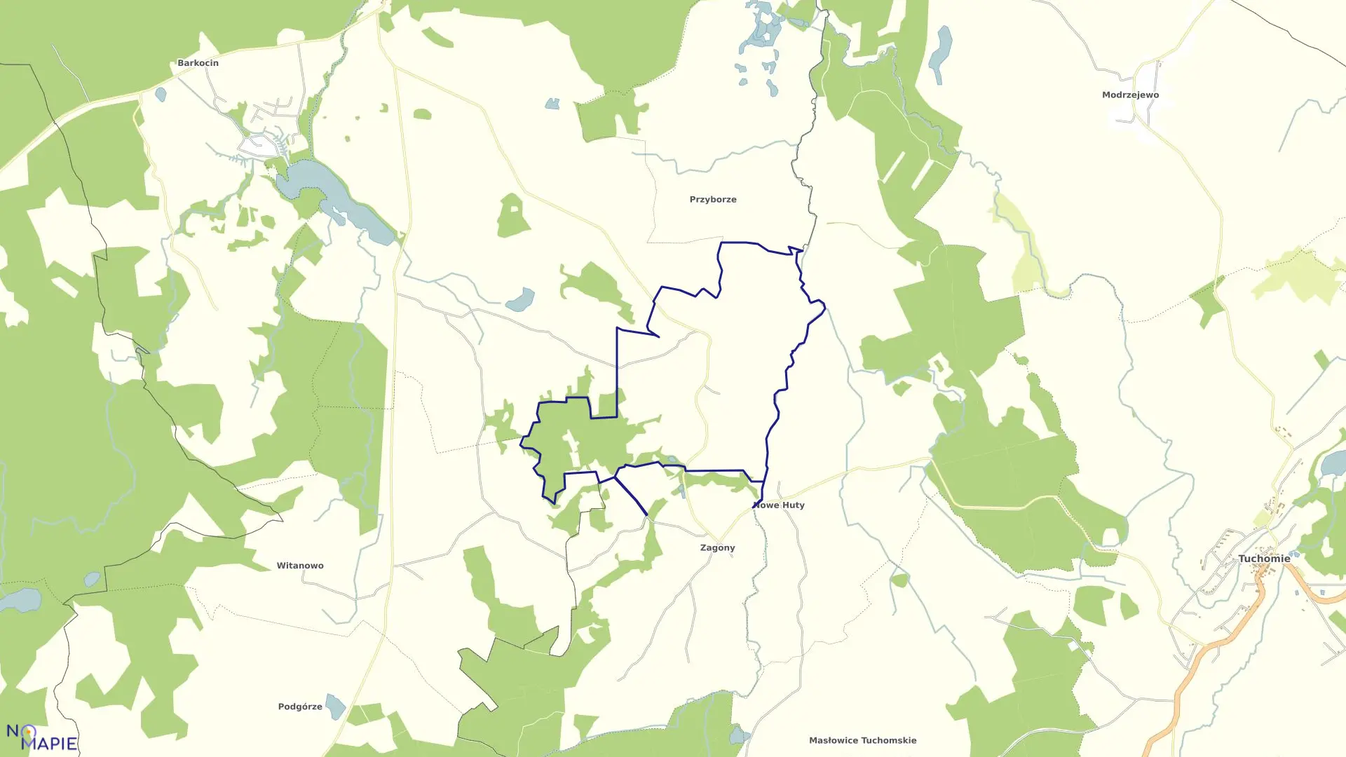 Mapa obrębu Wądół w gminie Kołczygłowy